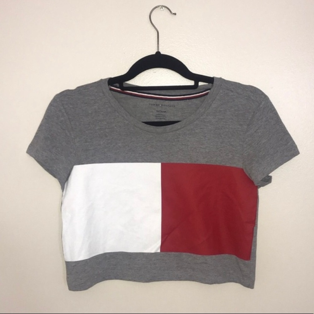 VINTAGE TOMMY HILFIGER CROP TOP SHIRT - SIZE LARGE